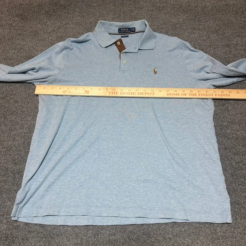 Polo Ralph Lauren Mens Blue Long Sleeve Classic Fit Polo Shirt Large
